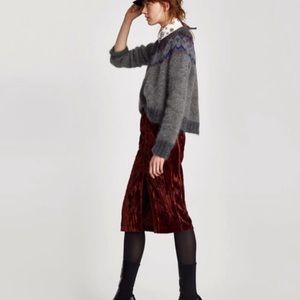 Zara Velvet Midi Skirt